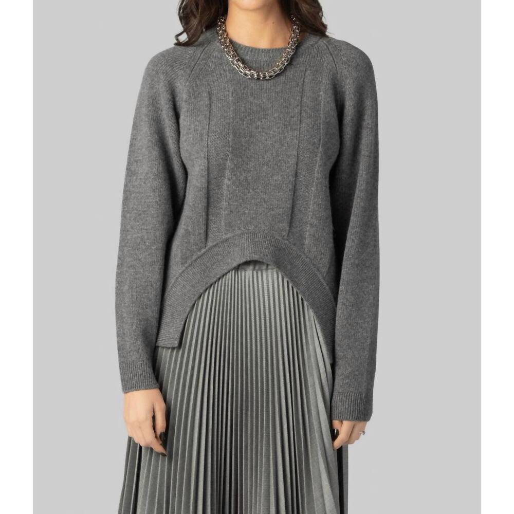 NEW PLAN C long sleeve crewneck sweater in pewter grey